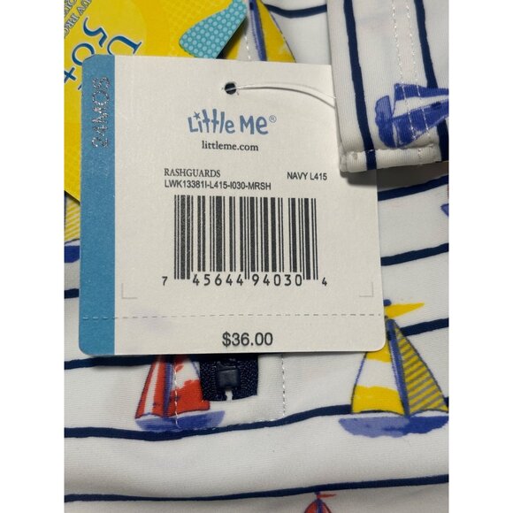 Little Me Baby Girls Long Sleeve Rashguard Swimsuit Sailboat Print UPF 50+ 24M - Picture 3 of 6